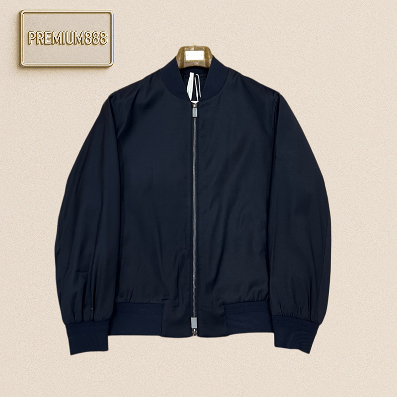 Zegna Jenia Wool Blend Baseball Collar Pilot Jacket