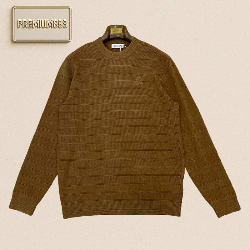 BC Brunello Striped Texture Round Neck Knitted Long Sleeve