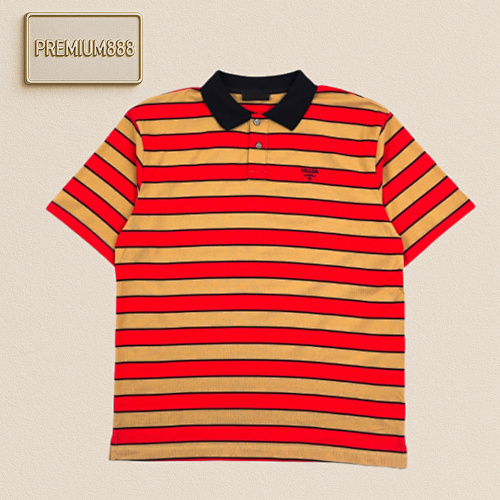 Prada Pra Da Striped Polo Shirt