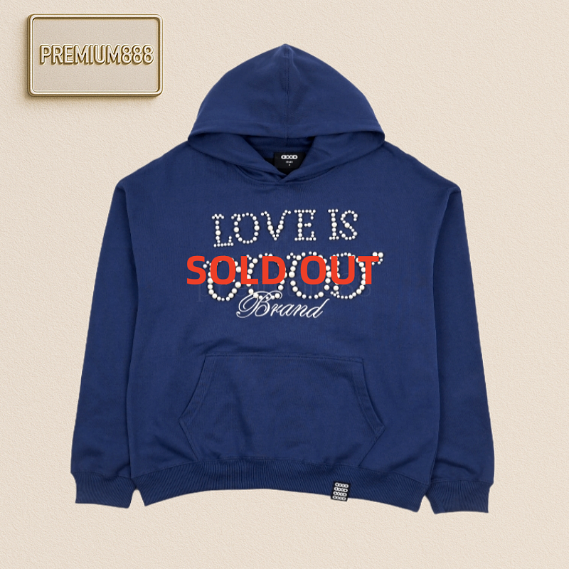 Good 25Fw Love Three-dimensional Pearl Letter Hooded Sweatshirt