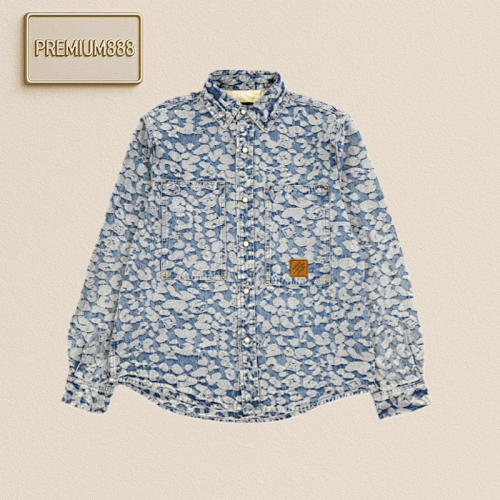 Louis Vuitton 1v Monochrome Pixel Leopard Print Denim Jacket