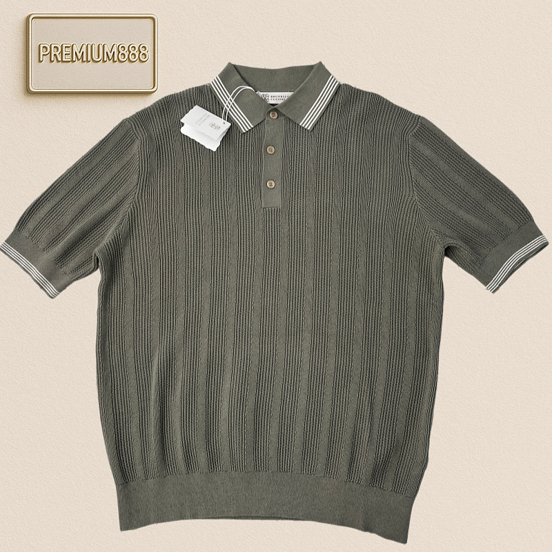 BC Ribbed Bottom Shirt In Three Colors With Knitted Polo Design