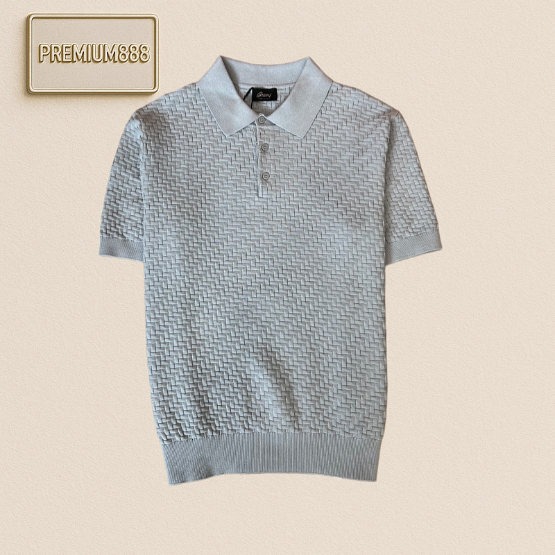 Brioni Braioni Woven Texture Knitted Polo Shirt