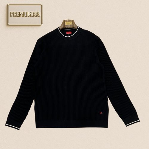 Isaia Casual Contrasting Edge Round-neck Plaid Knit Sweater