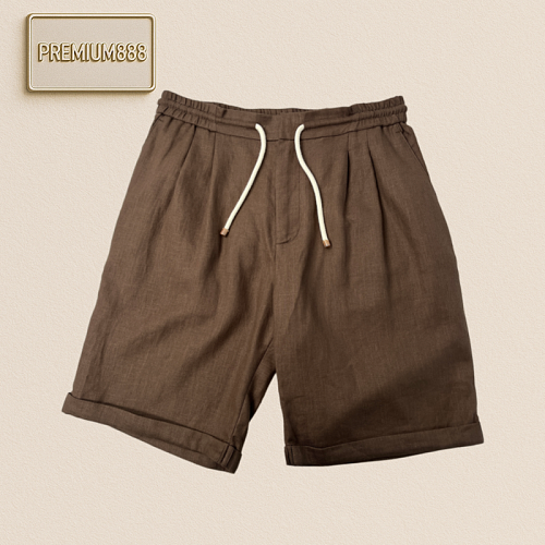 BC 60 Pieces Of Natural Linen Drawstring Shorts Craft Details