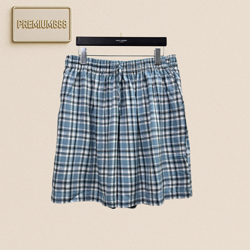 Acne Studios Blue And White Checkered Casual Shorts