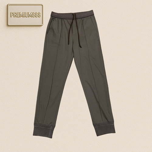 Zegna Jenia Casual Embroidered Logo Double Drawstring Cuffed Jogger Pants
