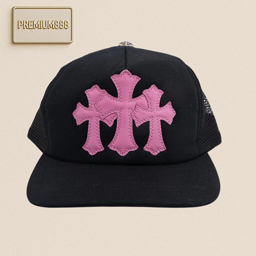 Chapter 1 Of Chrome Hearts - Cro Heart. Three Pieces Of Pink Leather Featuring A Cross Log