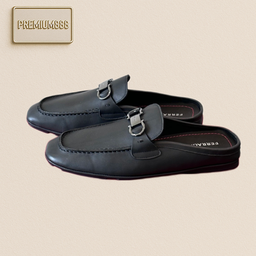 Ferragam New Men's Half-trap Sandals The Fabric Is Made Of Fully Imported Cowhide With Vis