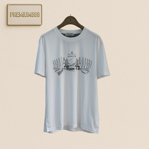 Brunello Cucinelli Classic Estate Print Short-Sleeved T-Shirt