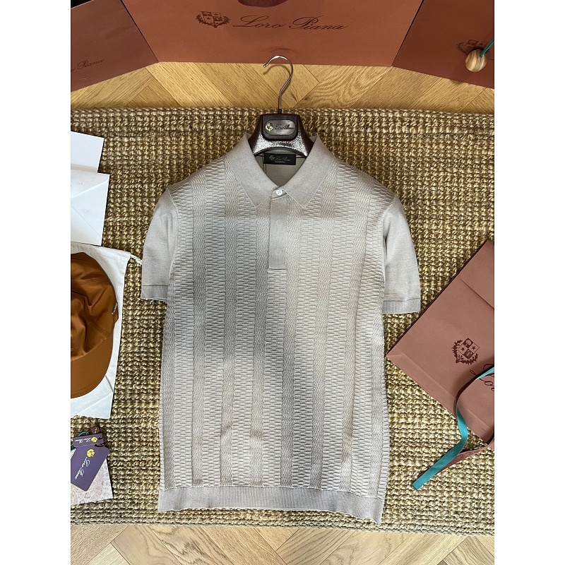 Loropiana Classic Texture Knit Polo Shirt