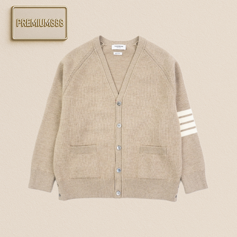 Tb Cardigan Thom Browne 25Fw Khaki Four-bar Cardigan Coat