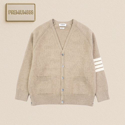 Tb Cardigan Thom Browne 25Fw Khaki Four-bar Cardigan Coat
