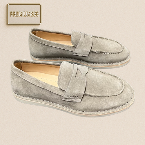 Prada Men's New Velvet Leather Loafers