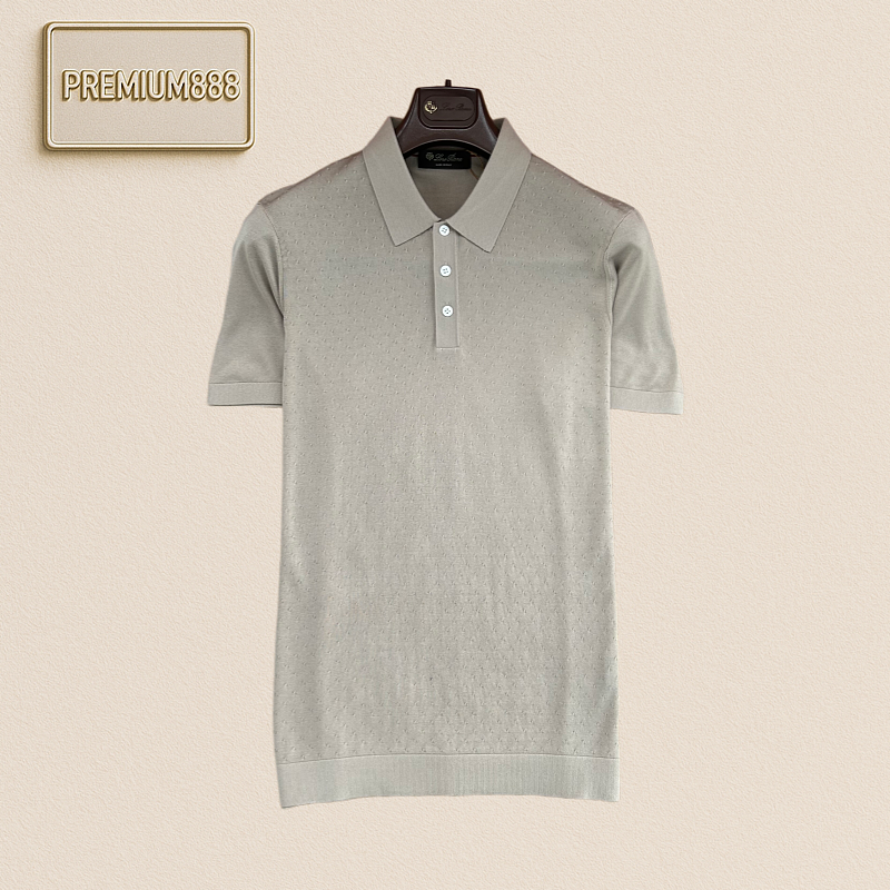 LP Nooyi Pianay Classic Jacquard Texture Knit Polo Short Sleeve Shirt