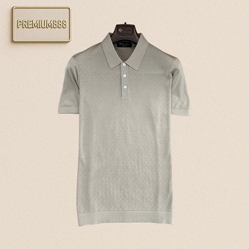 LP Nooyi Pianay Classic Jacquard Texture Knit Polo Short Sleeve Shirt