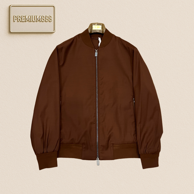 Zegna Jenia Wool Blend Baseball Collar Pilot Jacket