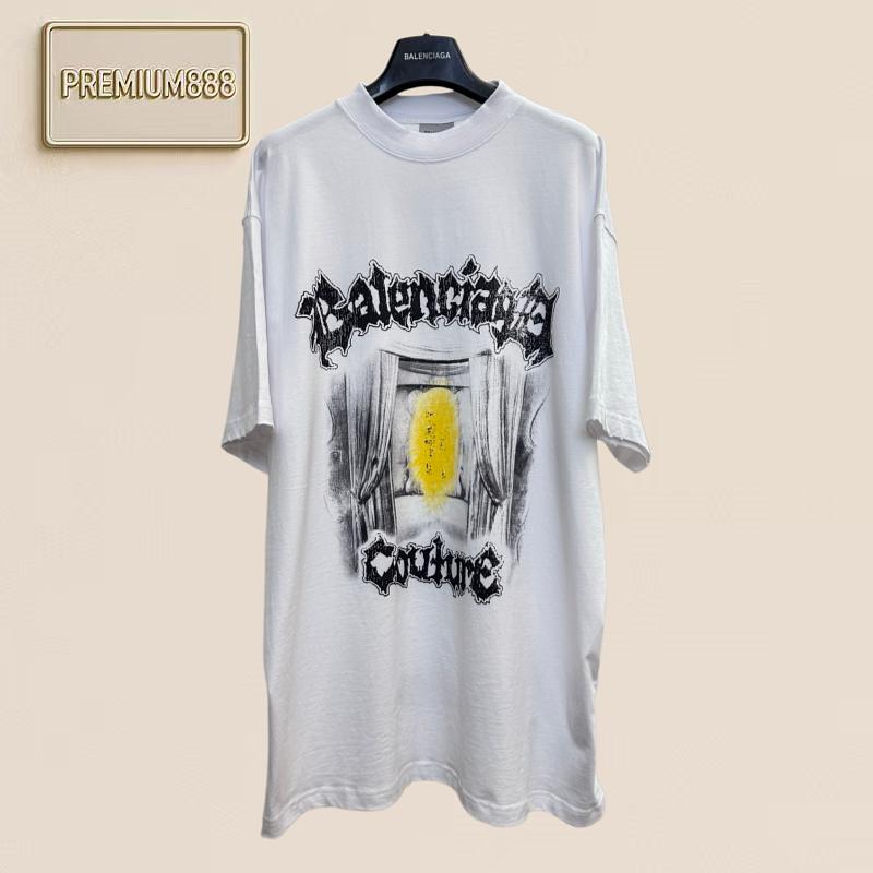 Bal Paris 26ss Stage Fashion Show Graffiti Print Short-Sleeved T-Shirt