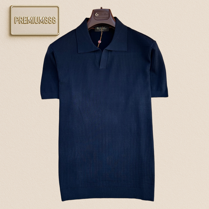 Loro Piana Vertical Stripes Knit Polo Shirt