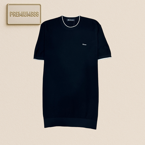 Kiton Qidun Color-Matched Edge Patch Knit T-shirt