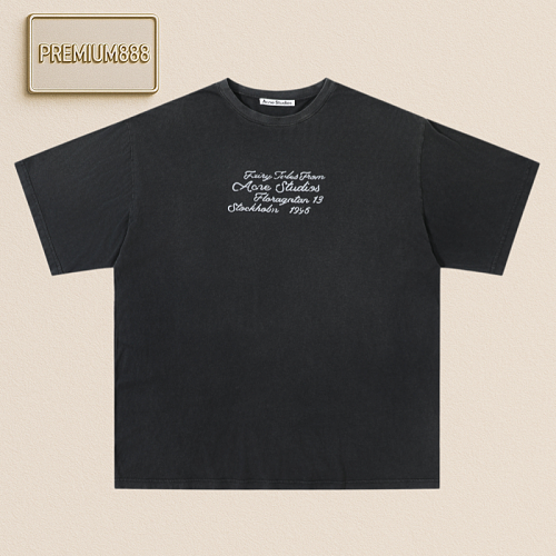 Acne Hand-embroidered Water-washed Distressed OS Short-sleeved T-shirt
