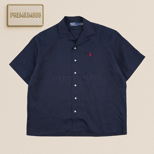 Off-White Ralph Lauren Pony Embroidered Linen Short-sleeved Shirt