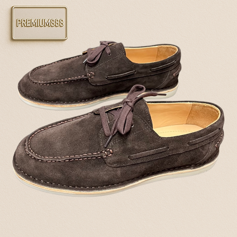 Prada Men's New Leather Loafers With Laces