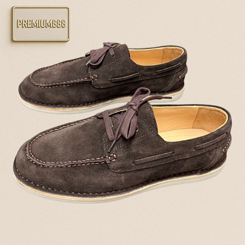 Prada Men's New Leather Loafers With Laces