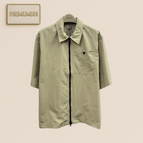 Burberry Knight Embroidery Collar Button-Down Short-Sleeved Shirt