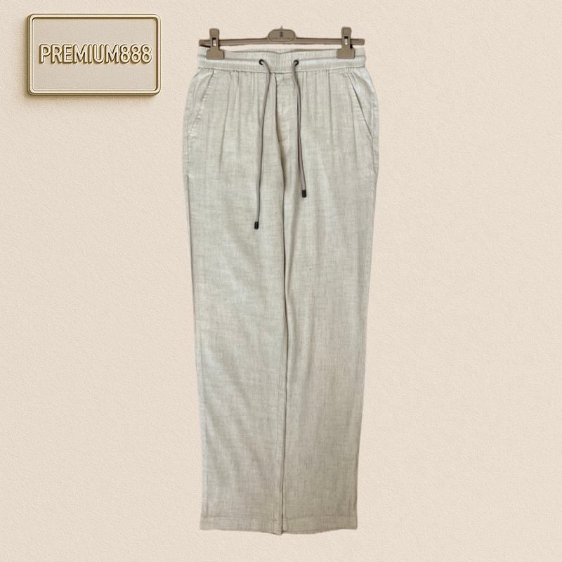 BC Brunello Light Beige Cotton-Polyester Blended Casual Pants
