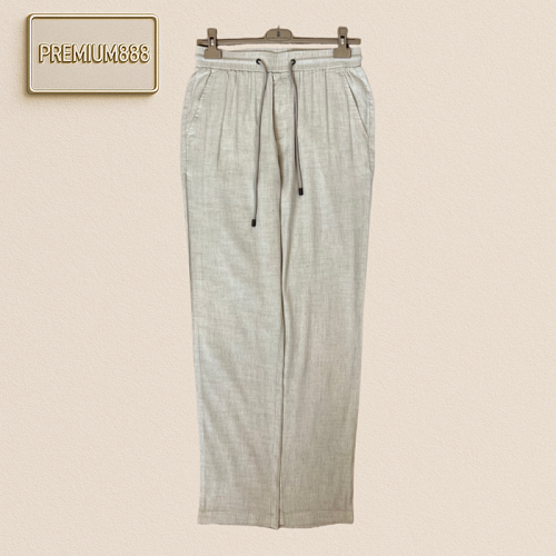 BC Brunello Light Beige Cotton-Polyester Blended Casual Pants