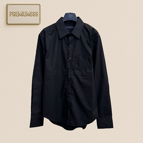 1v Louis Embossed Pocket Lapel Long-sleeved Shirt