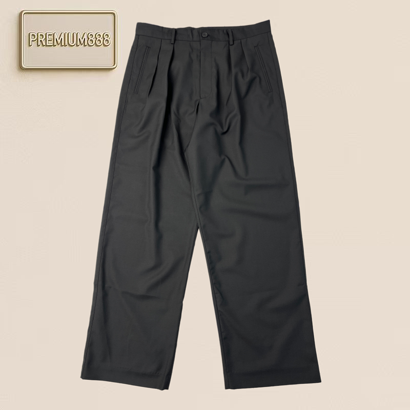 Row Classic Double Pleat Wool Straight-leg Pants