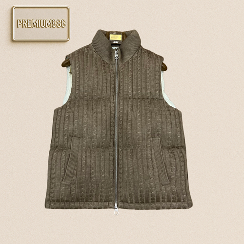 Loro Piana No. Yoo Pianya Plaid Knitted V-Neck Down Jacket