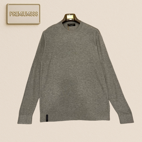 Loro Piana No. Yoo Pianya Waffle Roundneck Knit Top With Long Sleeves