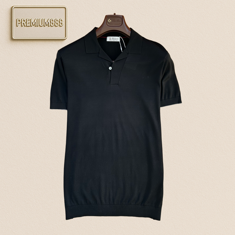 BC Brunello Simple Cuban Collar Casual Knitted Short-Sleeved Polo Shirt