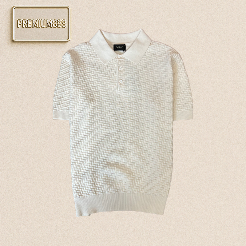 Brioni Braioni Woven Texture Knitted Polo Shirt