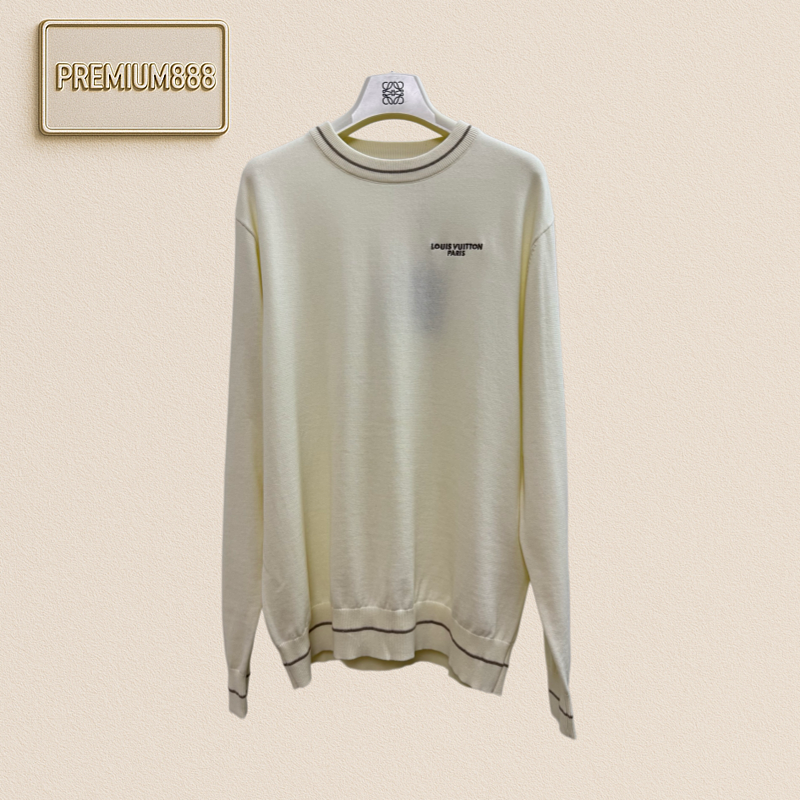 1v Louis Embroidered Letter Logo Wool Knit Sweater