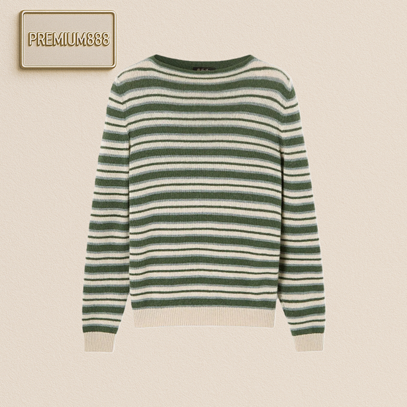 Lp Floral Green Striped Wool Knitted Sweater