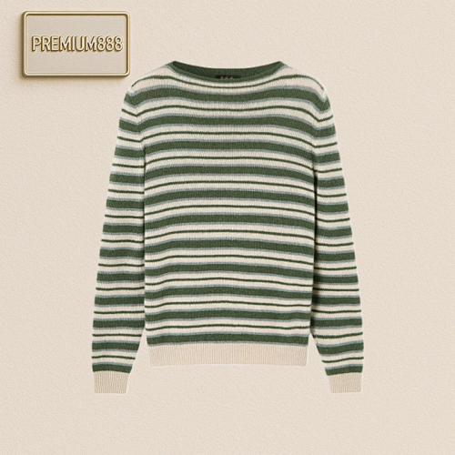 Lp Floral Green Striped Wool Knitted Sweater