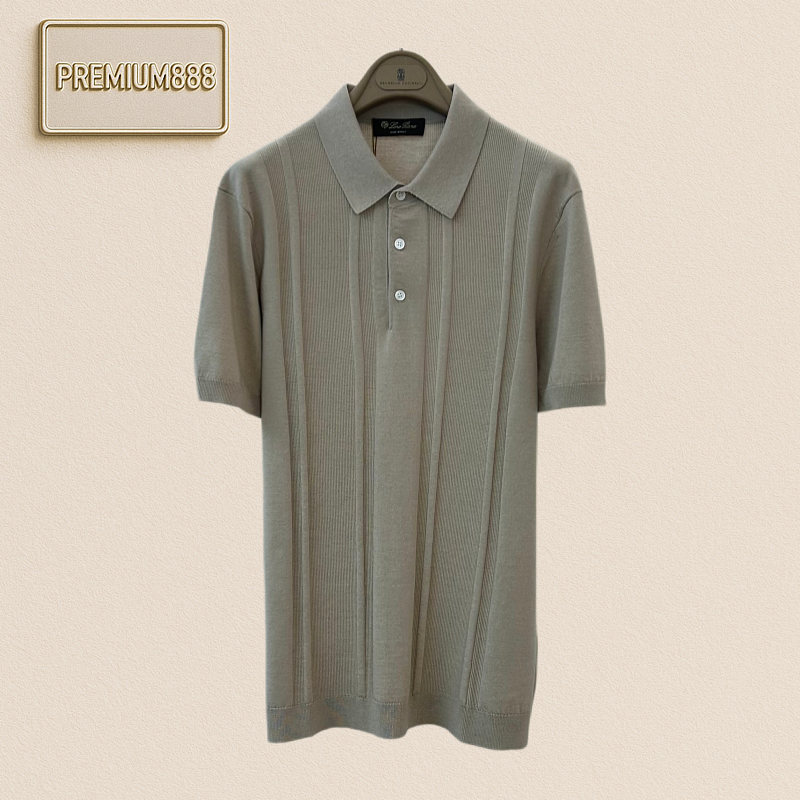 Loro Piana Norio Piani Vertical Pattern Knitted Polo Shirt