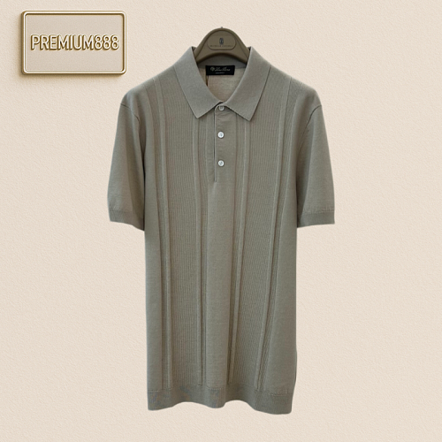 Loro Piana Norio Piani Vertical Pattern Knitted Polo Shirt