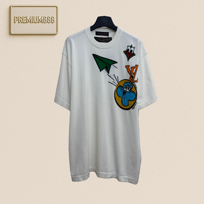 1v Louis Wool Blend Child-friendly Paper Airplane Knitted Short-sleeved T-shirt