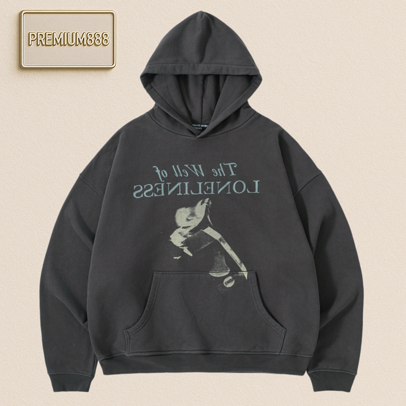 Melancholic Wealthy Second-Generation's Lonely Well Water Washed Vintage Hoodie
