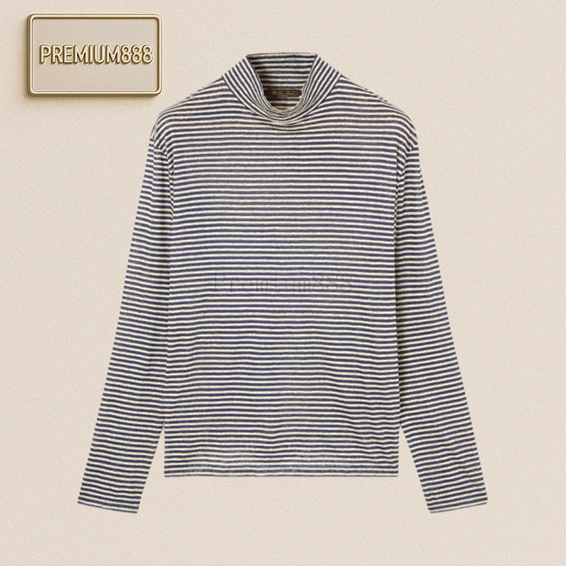 LP Cremia Linen Stripe Turtleneck Knit Top