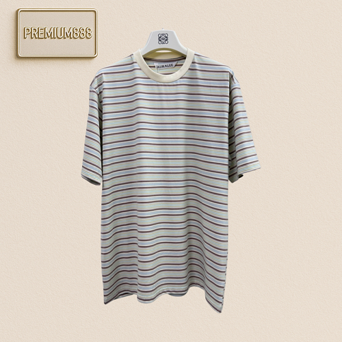 Auralee Gradient Stripes Cream Short-Sleeved T-shirt