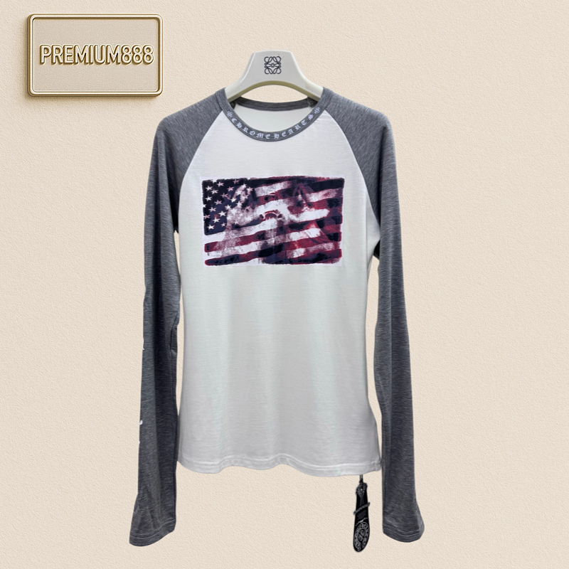 Chrome Hearts CH Krozin Flag New Shoulder-Length Long-Sleeved T-shirt