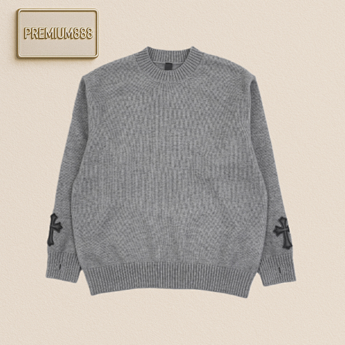 Chrome Hearts CH 22Fw Cross-label Three-dimensional Inlaid Round-neck Sweater