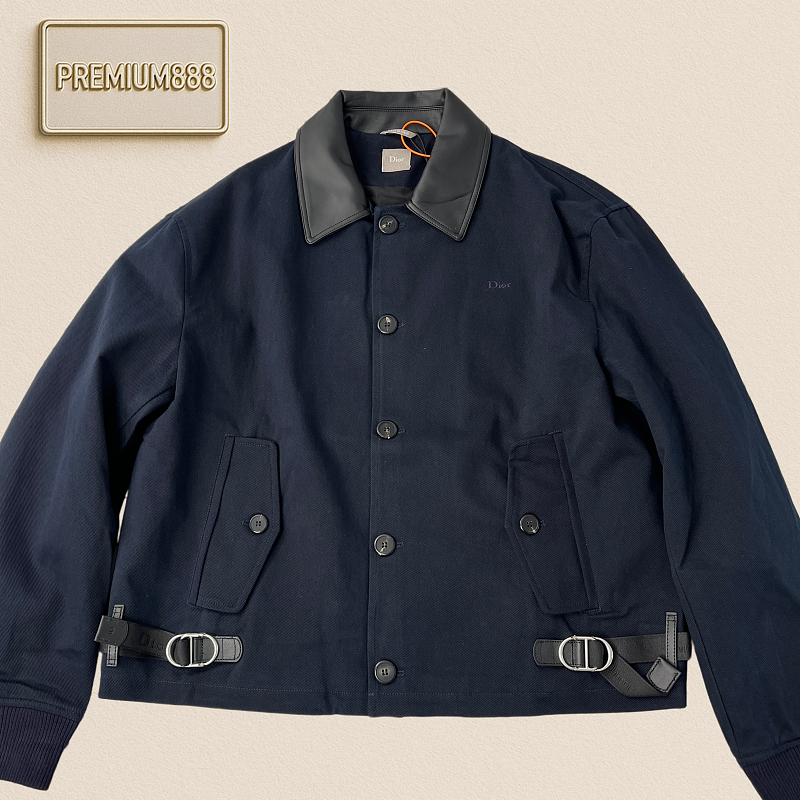 Embroidered Snapback Leather Blazer