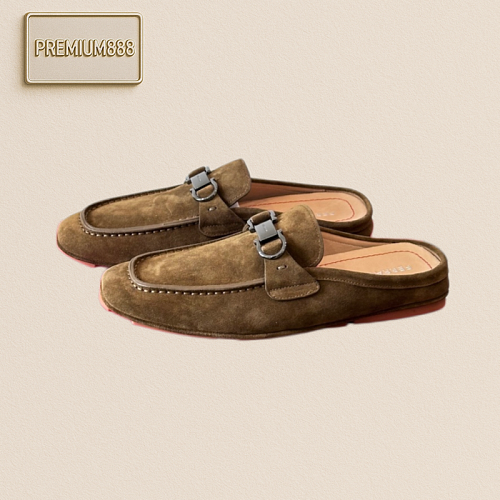 Ferragam New Men's Half-trap Sandals The Fabric Is Made Of Fully Imported Cowhide With Vis